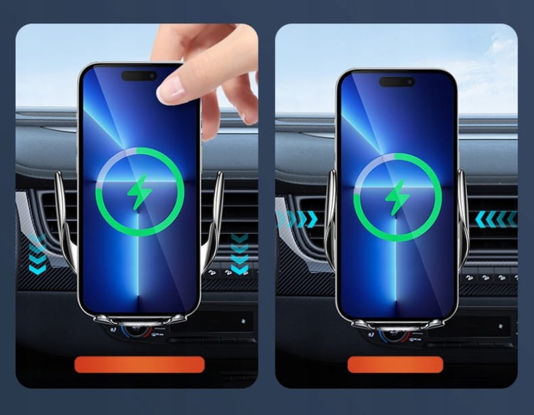 Uchwyt na Telefon do Samochodu z Ładowarką Indukcyjną Szyba Kratka Kokpit Zenwire W30 - zdjęcie 5