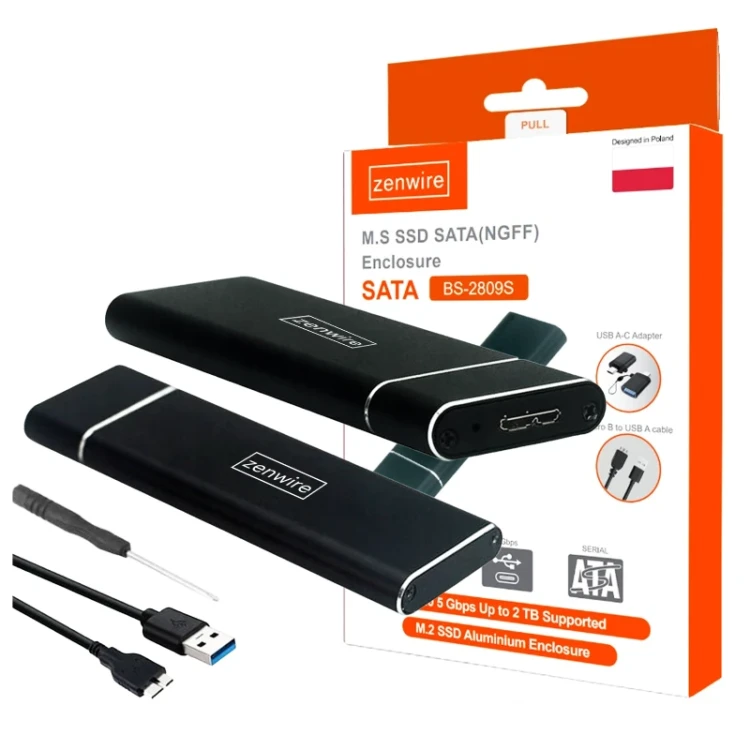 Adapter dysku SSD m.2 USB 3.0 NGFF obudowa m2 SATA Zenwire BS-2809 - zdjęcie 1