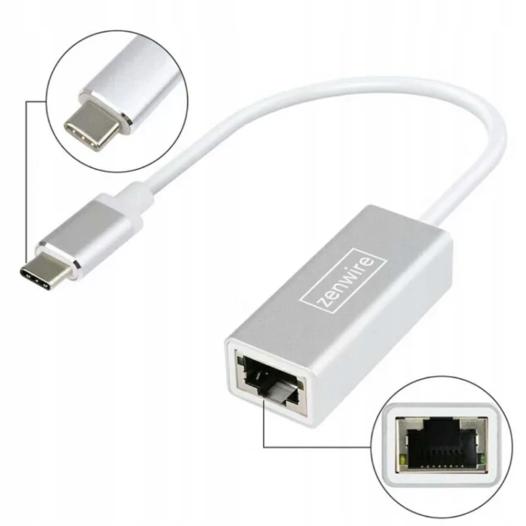 Adapter USB-C Fast Ethernet RJ45 Przejściówka USB A LAN Zenwire - zdjęcie 5