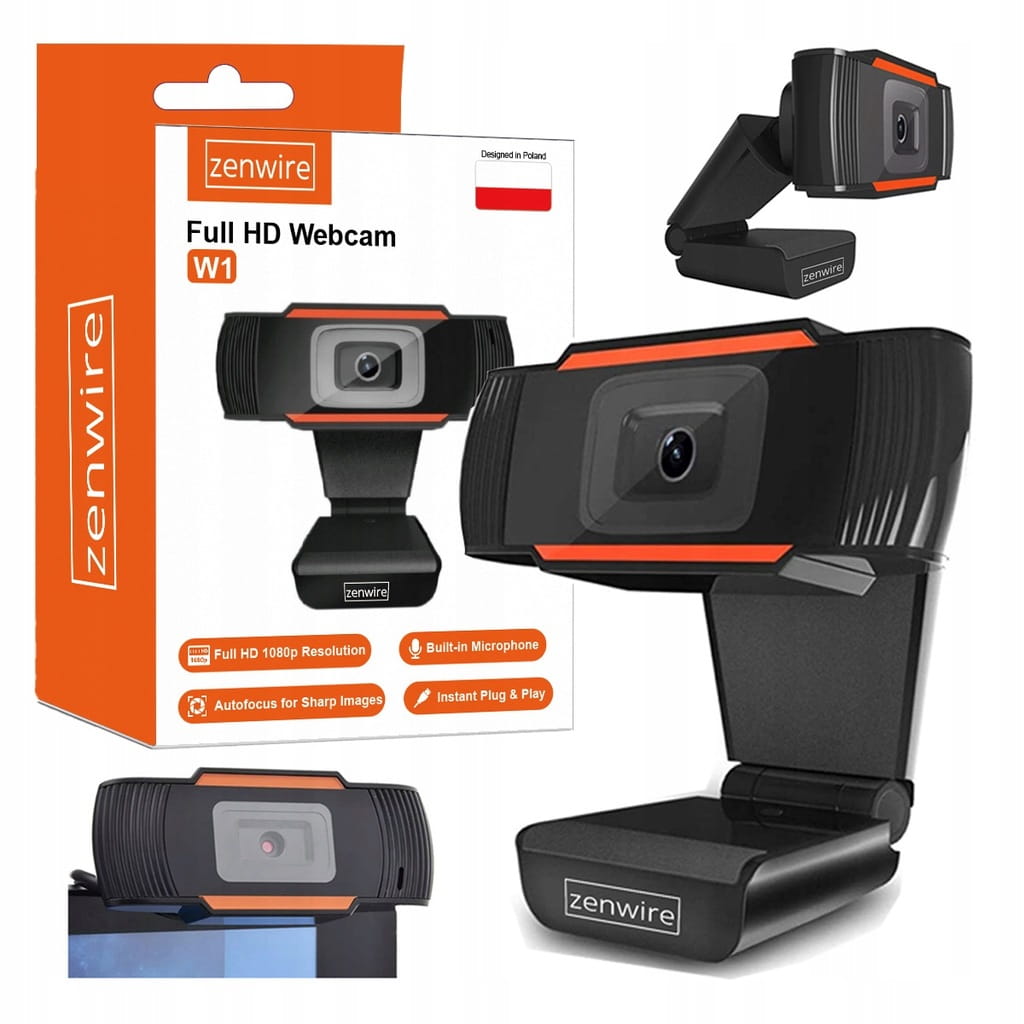 Kamera Kamerka Internetowa FULL HD 1080p z Mikrofonem do Skype rozmów konferencji szkoły Zenwire W1 - zdjęcie 1